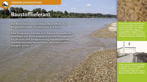 Baustofflieferant Der Rhein liefert unverzichtbare Rohstoffe für das Baugewerbe: heute vor allem Kies und Sand.