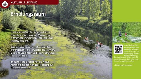 Erholungsraum Flusslandschaften haben einen hohen Freizeitwert. Erholung am Wasser wird in Umfragen immer wieder als besonders attraktiv genannt.