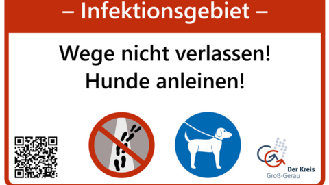 Afrikanische Schweinepest - Infektionsgebiet - Wege nicht verlassen! Hunde anleinen!